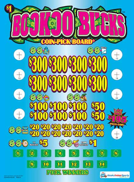 Bookoo Bucks Coin-Pick Board 5W $1 8@$300 $1B 25% 6480 LS