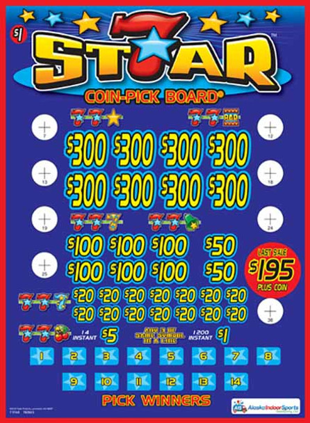 7 Star Coin-Pick Board 5W $1 8@$300 $1B 25% 6480 LS