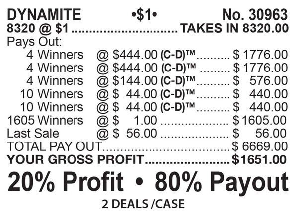 Dynamite 3W $1 8@$444 $1B 20% 8320 LS
