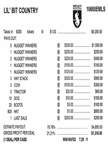 Lil' Bit Country Embedded PK 3W $1 8@$300 $1B 21% 6200 LS