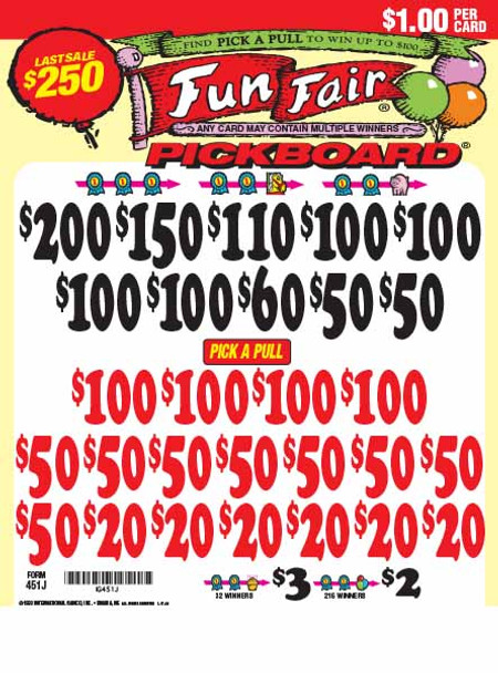 Fun Fair PK 3W $1 12@$100 $2B 13% 3136 LS