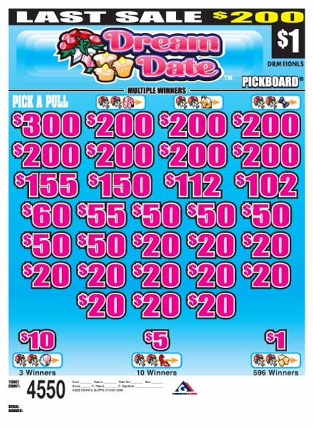 Dream Date PK 3W $1 8@$200 (1@$300) $1B 19% 4550 LS