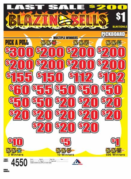 Blazin Bells PK 3W $1 8@$200 (1@$300) $1B 19% 4550 LS