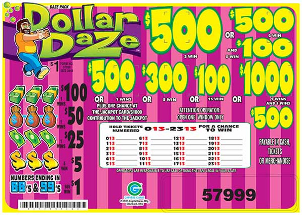 Dollar Daze Seal 5W $1 3@$500 $1B 29% 2640