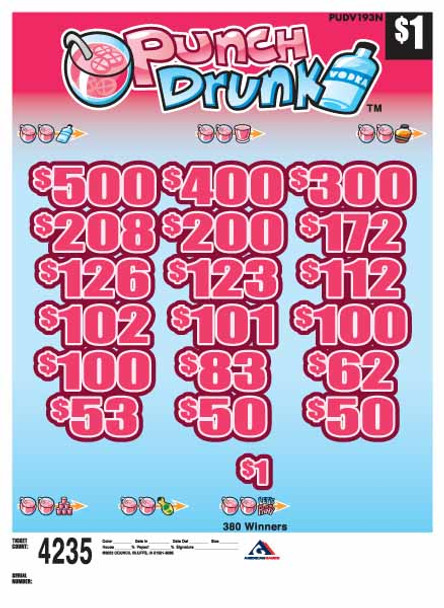 Punch Drunk 3W $1 12@100 (5,4,3,2,1) $1B 24% 4235
