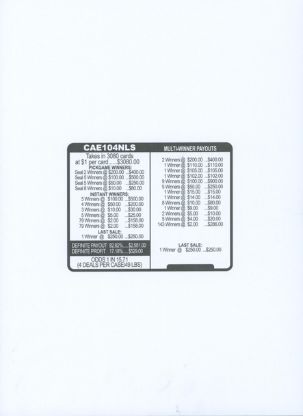 Cash Club PK 3W $1 16@$100 (2@$200) $2B 17% 3080 LS
