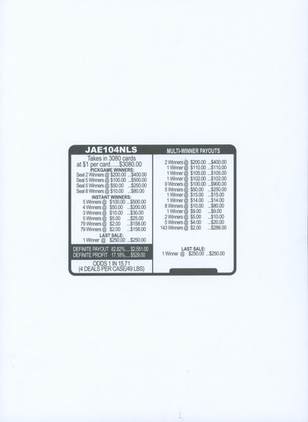 Jag Bomb PK 3W $1 16@$100 (2@$200) $2B 17% 3080 LS