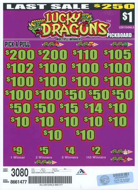Lucky Dragons PK 3W $1 16@$100 (2@$200) $2B 17% 3080 LS
