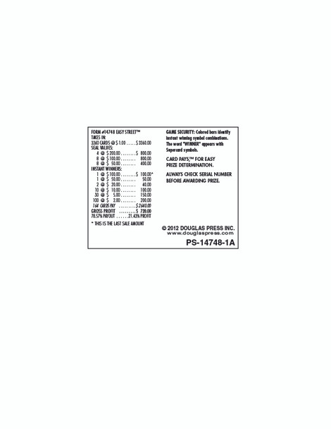 Easy Street PK 3W $1 4@$200 $2B 21% 3360 LS