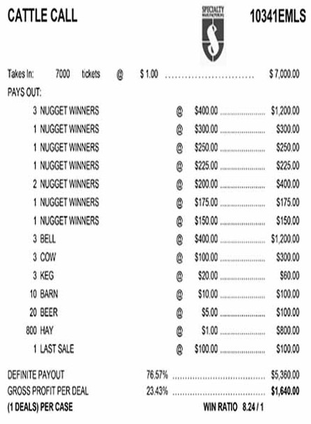 Cattle Call Embedded PK 3W $1 6@$400 $1B 23% 7000 LS