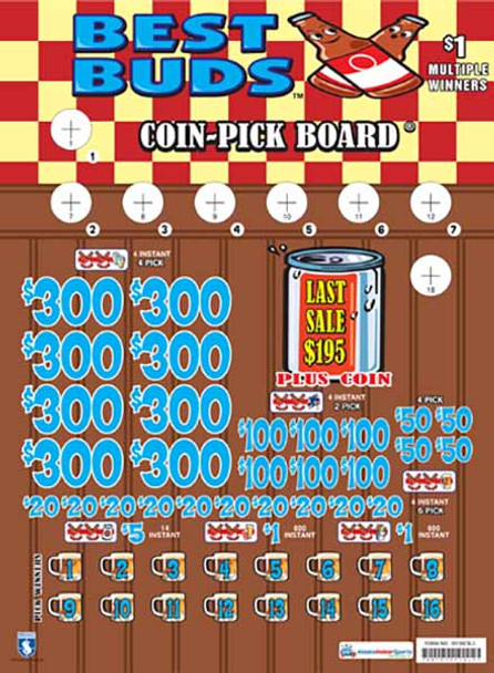 Best Buds Coin-Pick Board 3W $1 8@$300 $1B 25% 6480 LS