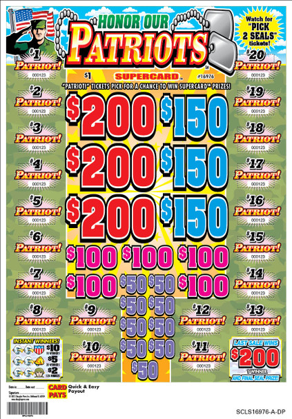 Honor Our Patriots PK 3W $1 4@$200 $2B 21% 3360 LS