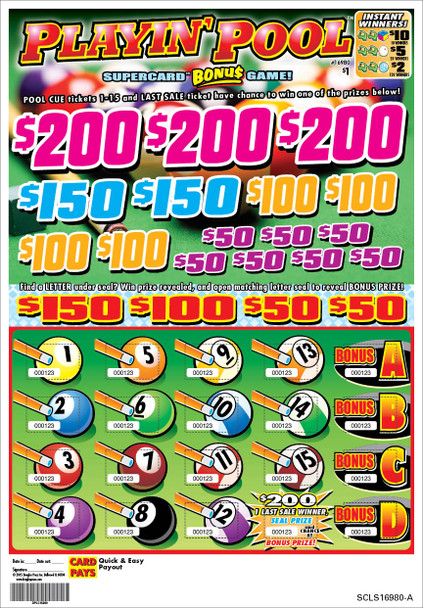 Playin' Pool PK 3W $1 4@$200 $2B 21% 3360 LS