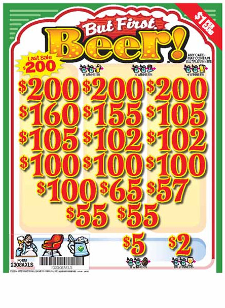 But First, Beer! 3W $1 16@$100 (3@$200) $2B 19% 3185 LS