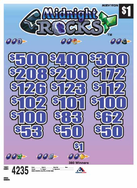 Midnight Rocks 3W $1 12@100 (5,4,3,2,1) $1B 24% 4235