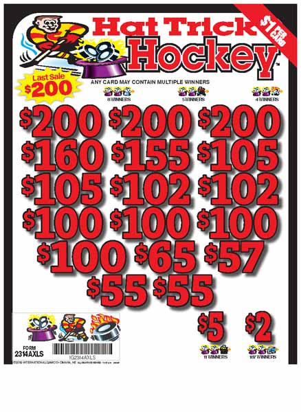 Hat Trick Hockey 3W $1 16@$100 (3@$200) $2B 19% 3185 LS