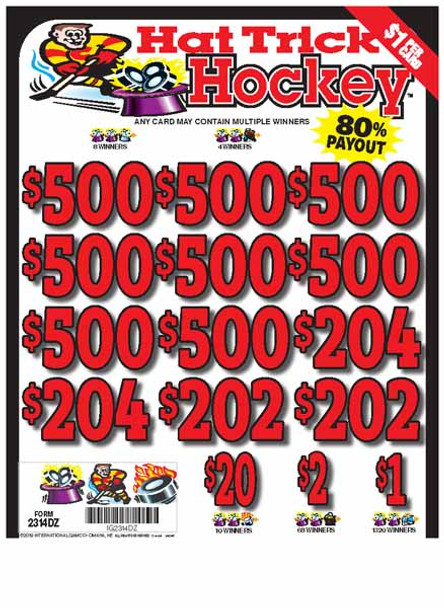 Hat Trick Hockey 3W $1 8@$500 $1B 20% 8036