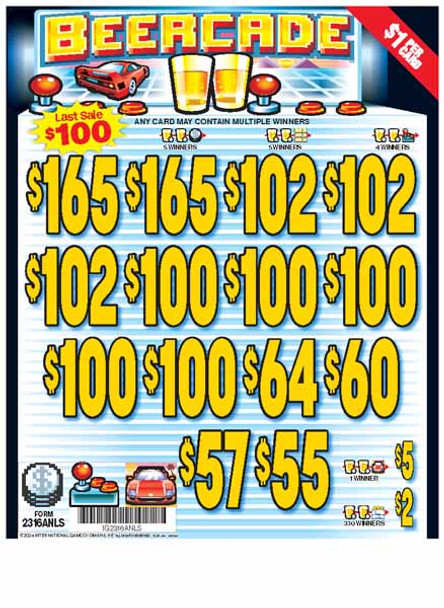 Beercade 3W $1 10@$100 (2@$165) $2B 19% 2646 LS