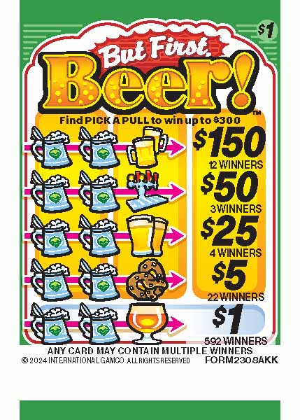 But First, Beer! PK 3W $1 18@$150 (2@$300) $1B 19% 5292 LS