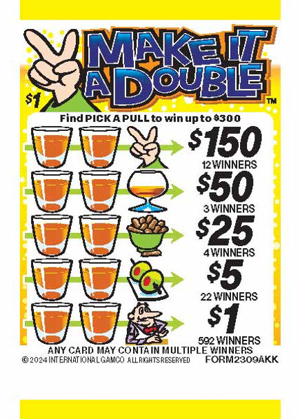 Make It a Double PK 3W $1 18@$150 (2@$300) $1B 19% 5292 LS