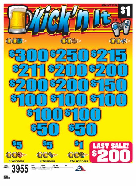 Kick 'N It 3W $1 8@$200 (1@$300) $1B 19% 3955 LS