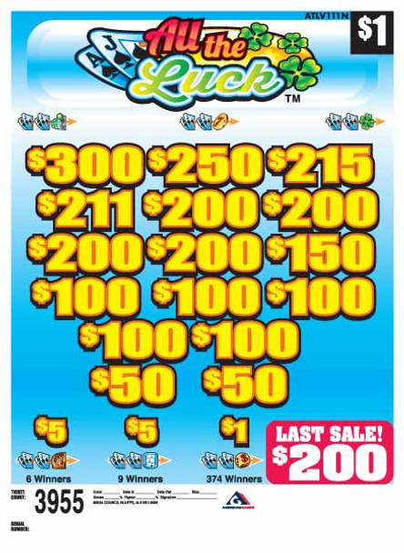 All the Luck 3W $1 8@$200 (1@$300) $1B 19% 3955 LS