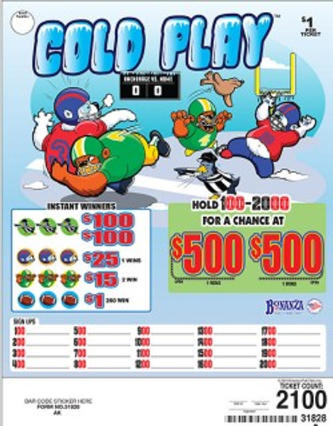 Cold Play Seal 3W $1 2@$500 $1B 28% 2100