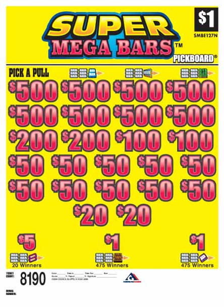 Super Mega Bars PK 3W $1 8@$500 $1B 24% 8190