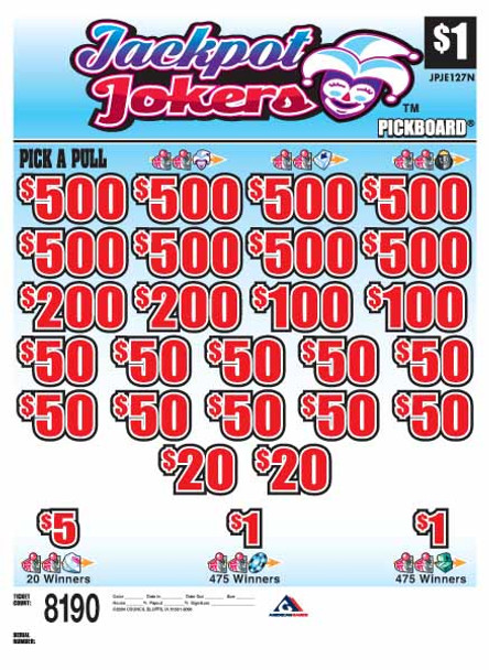 Jackpot Jokers PK 3W $1 8@$500 $1B 24% 8190