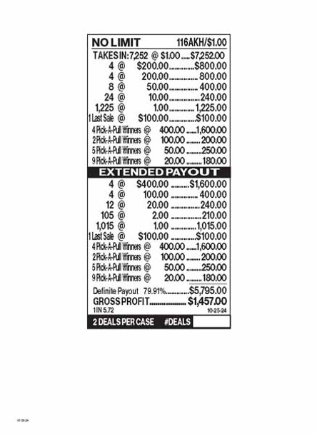 No Limit PK 3W $1 8@$400 $1B 20% 7252 LS