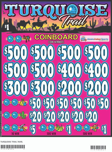 Turquoise Trail Coinboard 3W $1 6@$500 $1B 24% 8280