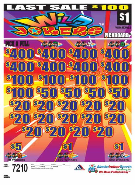 Wild Jokers PK 3W $1 8@$400 $1B 22% 7210 LS