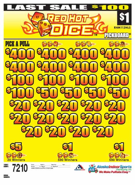 Red Hot Dice PK 3W $1 8@$400 $1B 22% 7210 LS