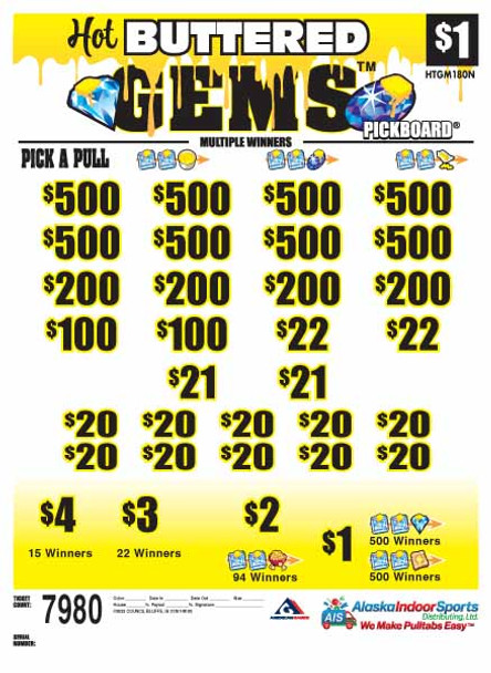 Hot Buttered Gems PK 3W $1 8@$500 $1B 17% 7980