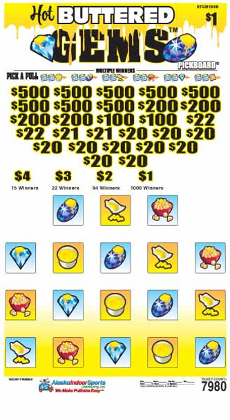 Hot Buttered Gems PK 3W $1 8@$500 $1B 17% 7980