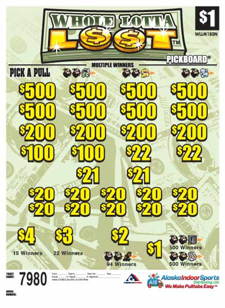 Whole Lotta Loot PK 3W $1 8@$500 $1B 17% 7980