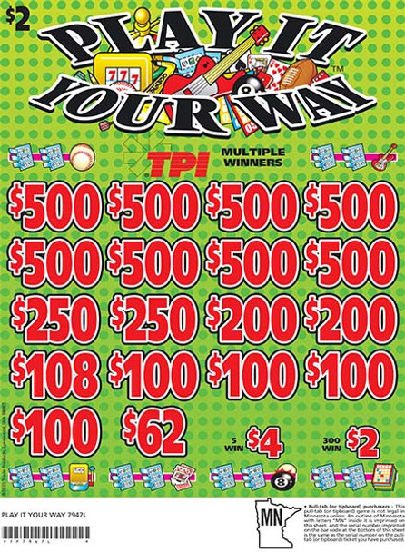 Play It Your Way 3W $2 8@$500 $2B 24% 3960