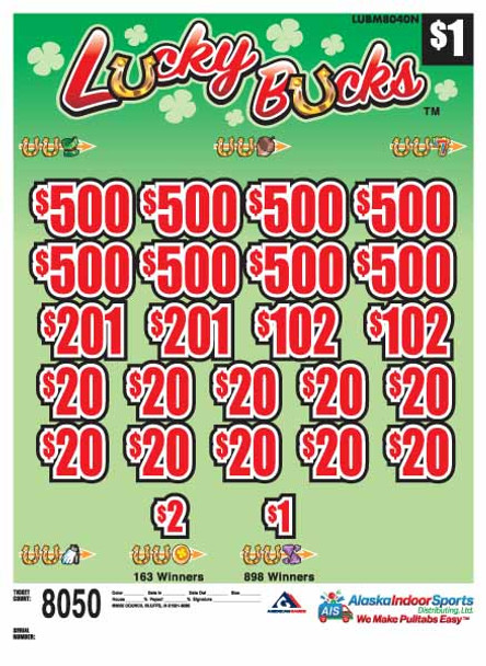 Lucky Bucks 3W $1 8@$500 $1B 25% 8050