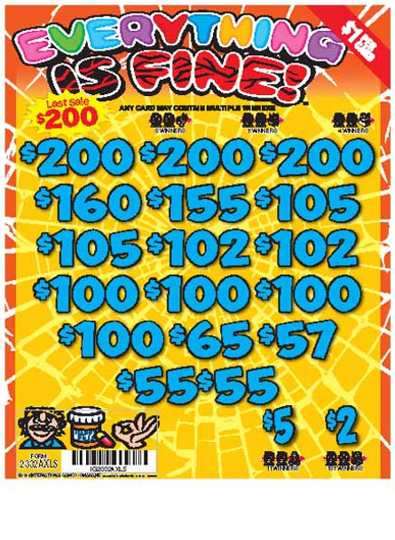 Everything is Fine! 3W $1 16@$100 (3@$200) $2B 19% 3185 LS