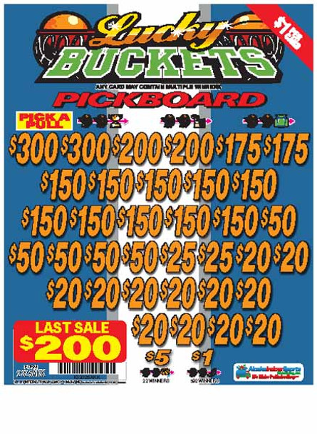 Lucky Buckets PK 3W $1 18@$150 (2@$300) $1B 19% 5292 LS