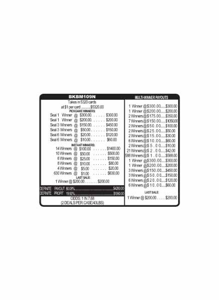 Bankin Bucks PK 3W $1 18@$150 (2@$300) $1B 20% 5320 LS