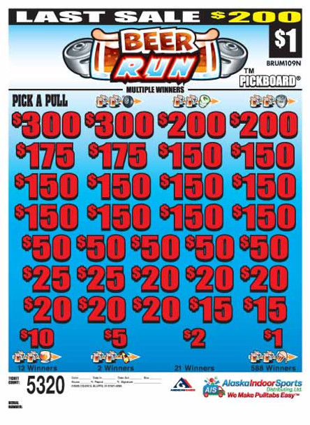 Beer Run PK 3W $1 18@$150 (2@$300) $1B 20% 5320 LS