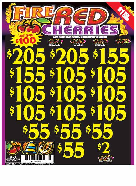 Fire Red Cherries 3W $1 10@$100 (2@$205) $2B 17% 2744 LS