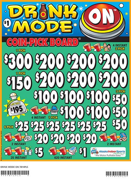 Drink Mode On Coin-Pick Board 3W $1 6@$200 $1B 28% 4800 LS
