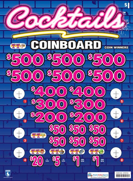 Cocktails Coinboard 3W $1 6@$500 $1B 24% 8280