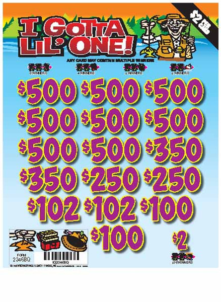 I Gotta Lil' One 3W $2 8@$500 $2B 22% 3969
