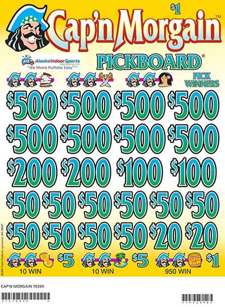 Cap'n Morgain PK 3W $1 8@$500 $1B 25% 8200