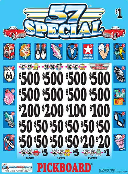 57 Special PK 3W $1 8@$500 $1B 25% 8200