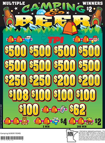 Camping and Beer 3W $2 8@$500 $2B 24% 3960