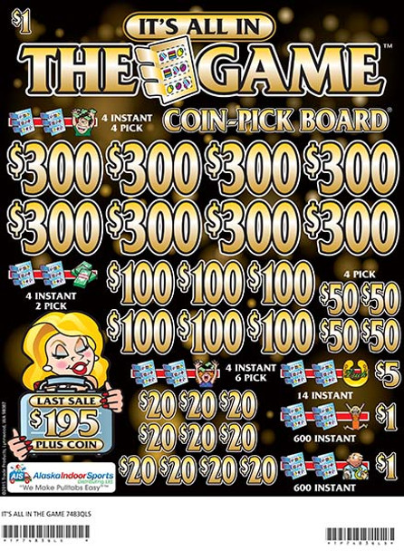 Its All in the Game Coin-Pick Board 3W $1 8@$300 $1B 25% 6480 LS